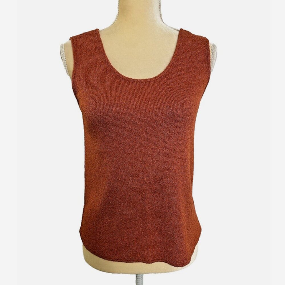 Vintage BRENDA FRENCH RAGS Orange Rust Knit Tank Top Size 1 90's